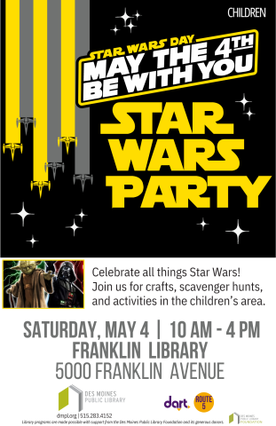 Star Wars Day activities from 10AM to 4 PM