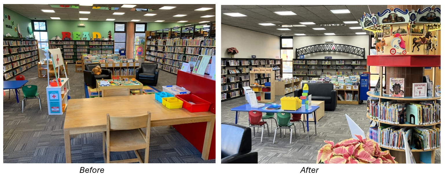 North Side Library photos - before and after remodel