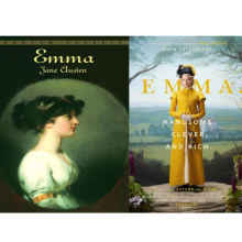 Emma book cover and movie cover side by side