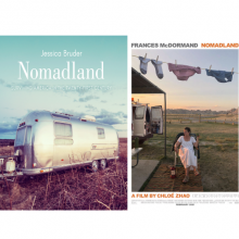 Nomadland book cover and movie cover side by side