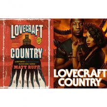 Lovecraft Country Book Cover and Show Poster side by side