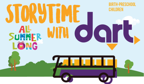 graphic with a bus that says Storytime with DART