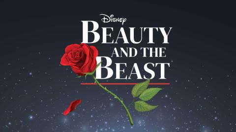 Logo for Disney's Beauty and Beast with a red rose