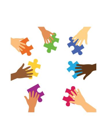 Graphic image of hands holding puzzle pieces