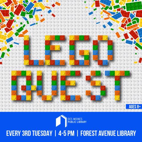 the words LEGO QUEST spelled out in colorful lego blocks.