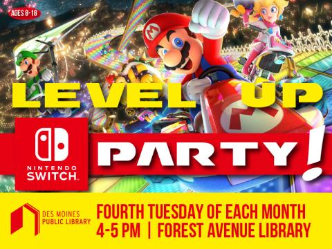 Level Up Switch party with mario kart image