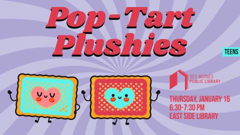 text "Pop-Tart Plushies" two animated pastries holding hands