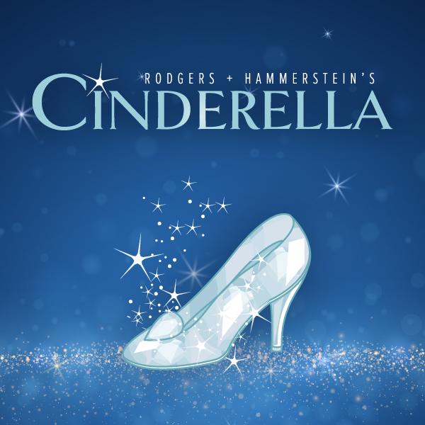 Image of a glass slipper withe words that say Rodgers and Hammerstein's Cinderella