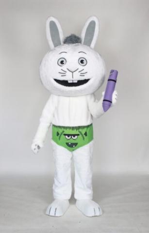 Character "Jasper Rabbit" holding a purple crayon wearing green creepy underware